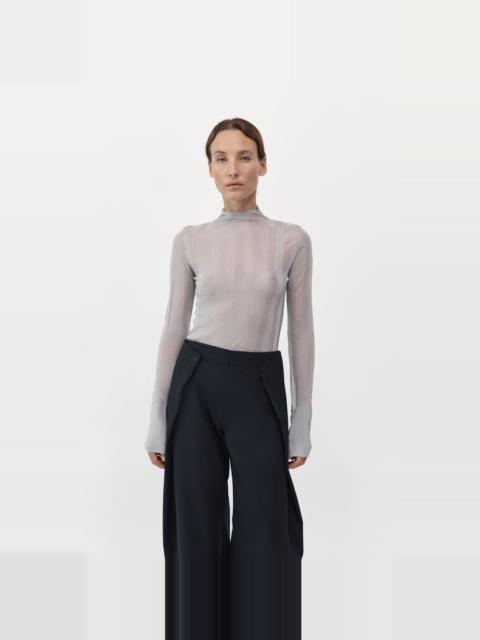 ST. AGNI Fine Pleat Long Sleeve Top - Silver