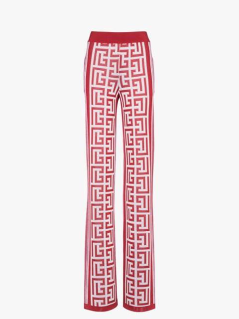 Balmain Wide red and white Balmain eco-designed monogram pants