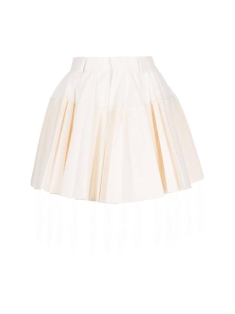 high-waisted pleated shorts