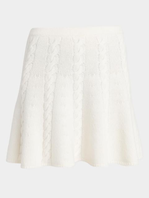 FERRAGAMO Wool-Cashmere Cable Knit Mini Skirt