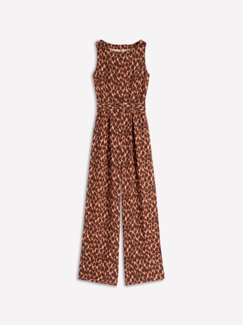 BODEN Gwen Slash Neck Jumpsuit-Sand, Abstract Leopard Spot
