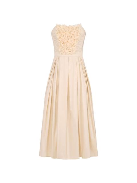 ELISABETTA FRANCHI floral-embroidered panel midi dress