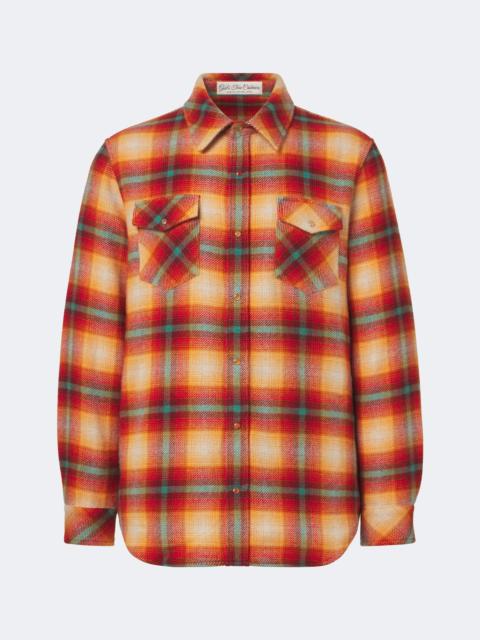 God’s True Cashmere Shadow plaid cashmere shirt with carnelians
