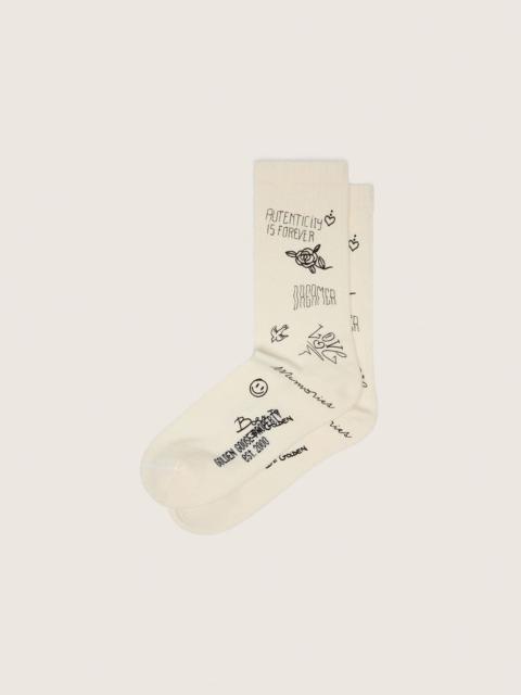 Golden Goose White ribbed socks with black scribble print