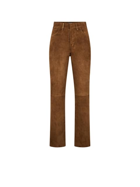 TOM FORD FULL GRAIN LAMB SUEDE FIVE-POCKET PANTS WITH TF DEBOSSED LOGO