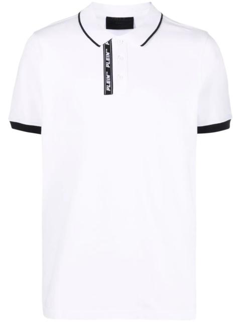 logo-tape detail polo shirt