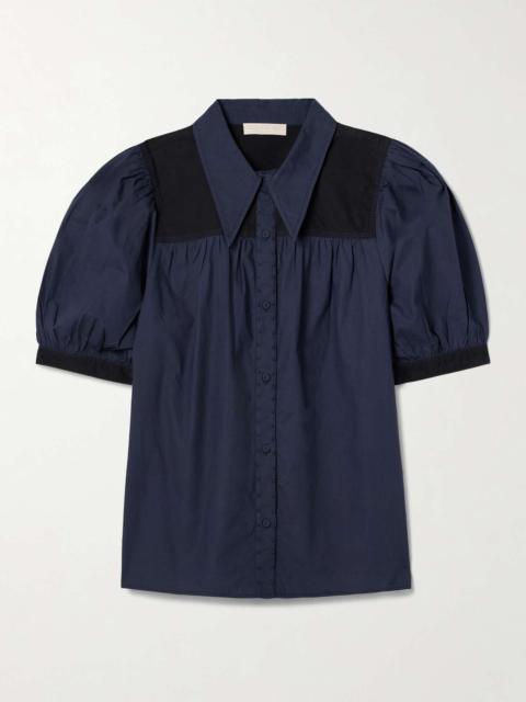 Freja washed cotton-poplin shirt Navy