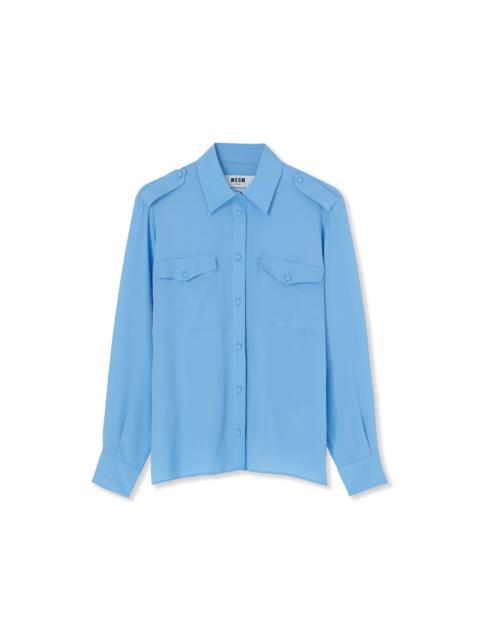 Blended silk crepe de chine shirt with small pockets