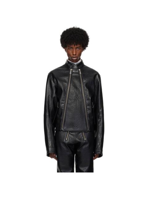 GmbH Black Ravn Faux-Leather Biker Jacket