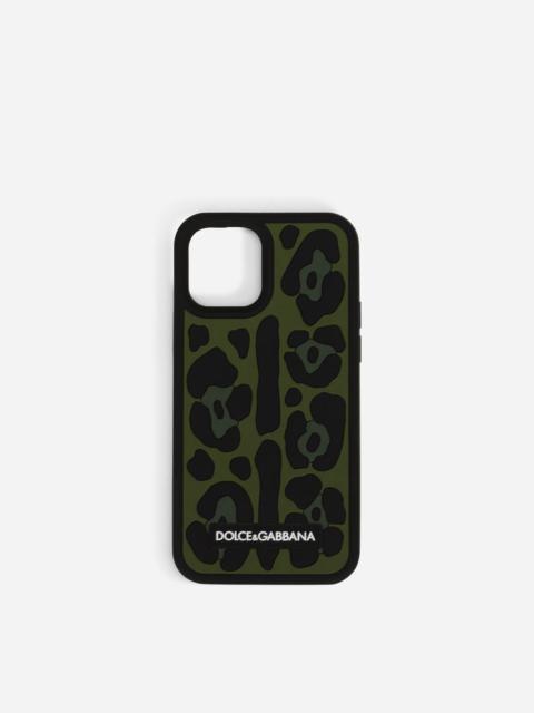 Dolce & Gabbana Rubber iPhone 12 Pro cover with leopard print against a green background