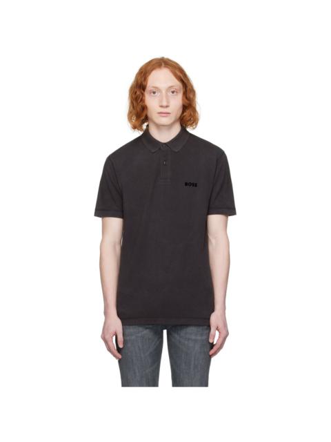 BOSS Black Flocked Polo