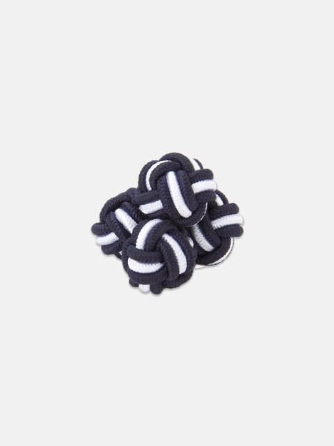 J. PRESS NAVY & WHITE MONKEY'S FIST SILK KNOT CUFFLINKS