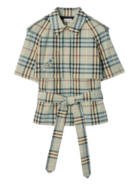 Burberry checked belted trench shirt