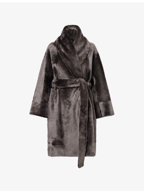 NOUR HAMMOUR Juno Belted Shearling Robe Coat