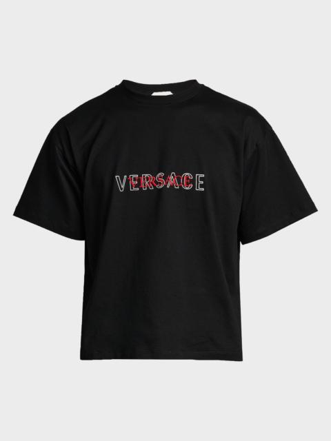 VERSACE JEANS COUTURE Logo-Embroidered Cotton T-Shirt