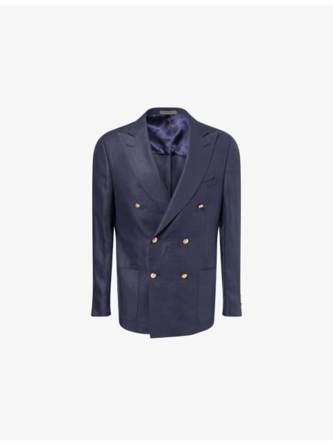 CORNELIANI Double-Breasted Peak-Lapel Linen Jacket