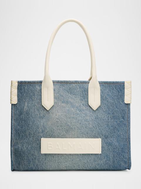 Balmain B-Army Shopper Tote Bag in Faded Denim