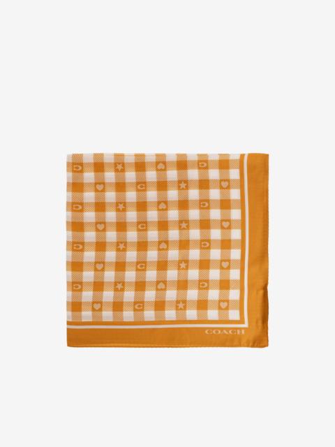 COACH gingham-print logo-print scarf