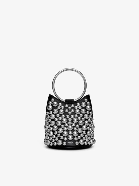 RING MINI BUCKET BAG WITH SPHERES ON CALFSKIN