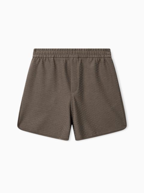 EMPORIO ARMANI ALL-OVER MICRO EAGLE JACQUARD JERSEY SHORTS
