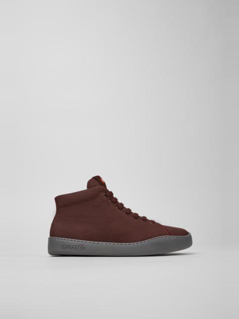 CAMPER Peu Touring Burgundy Textile Sneaker Booties for Women.
