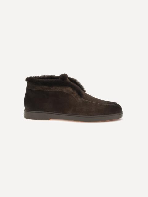 Santoni Suede shearling Ankle Boots