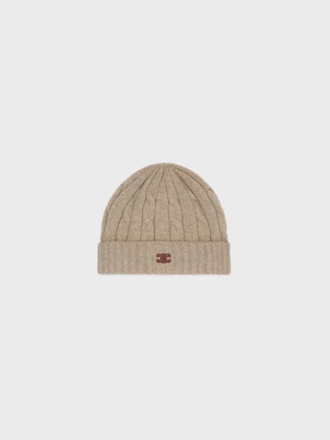 CELINE cable-knit triomphe beanie in cashmere