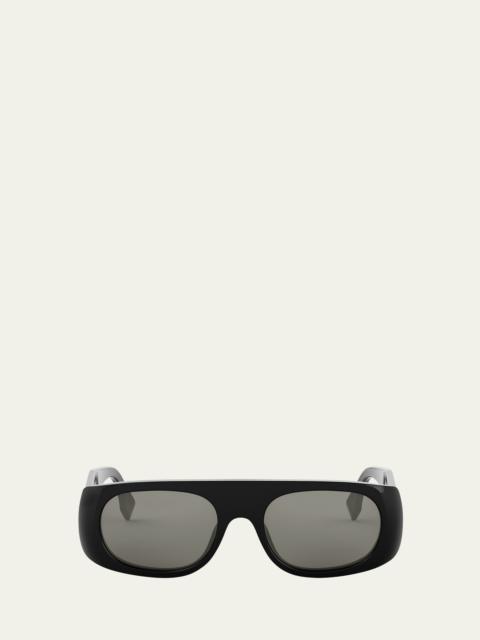 FENDI Men's Signature Acetate and Nylon Rectangle Sunglasses