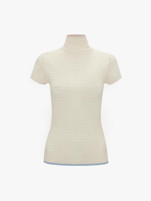 Polo Neck Knitted T-Shirt In Cream