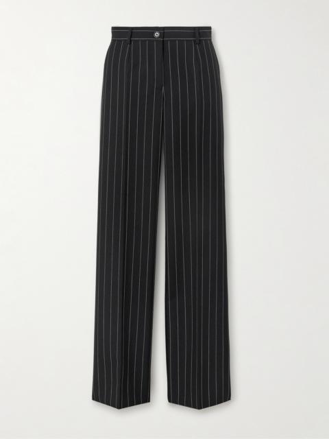 Dolce & Gabbana Pinstriped Wool Wide-leg Pants