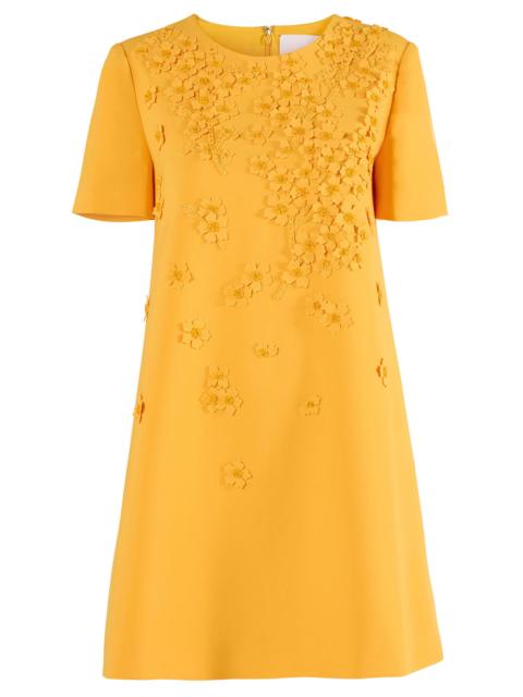 CAROLINA HERRERA Embroidered Floral Short Sleeve Shift Dress