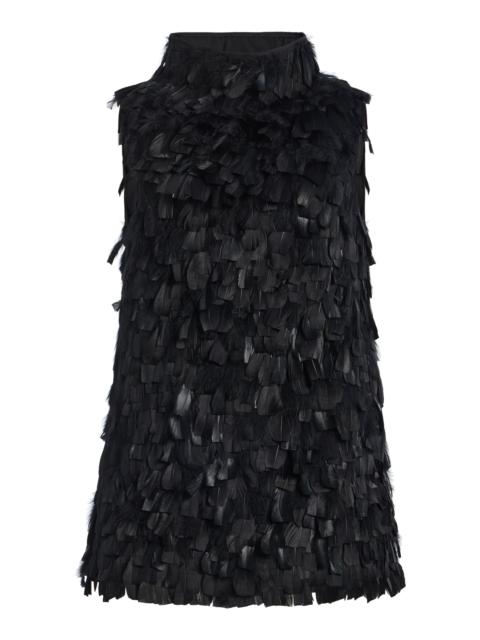 SIMKHAI Karlene Feather-Embellished Mini Dress black