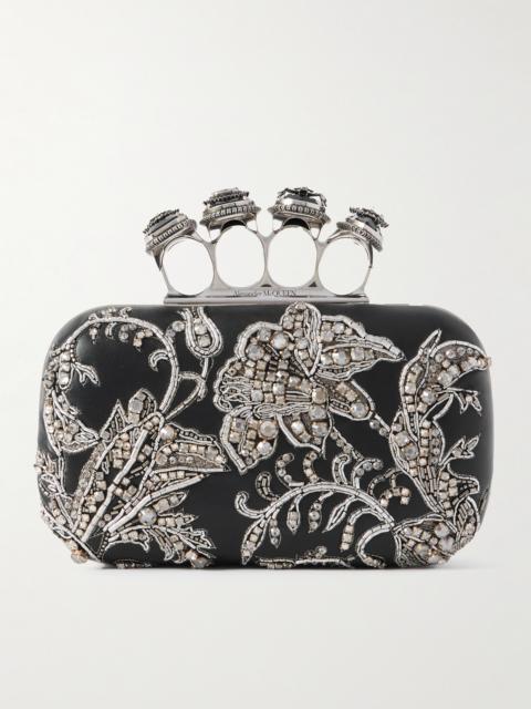 Alexander McQueen Crystal-embellished Embroidered Leather Clutch