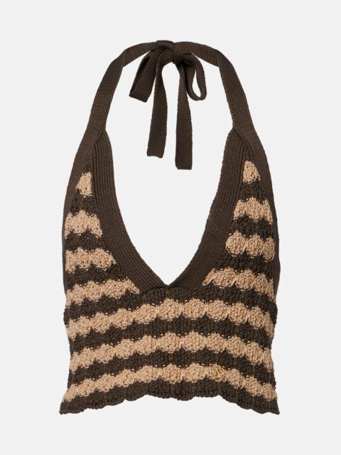 Valentino Striped knitted cotton crop top