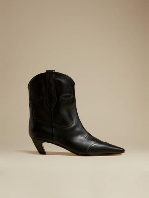 KHAITE The Dallas Ankle Boot in Black Leather