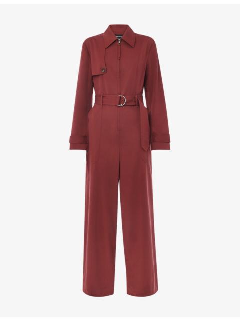 WHISTLES Trench-Detail Long-Sleeve Stretch-Woven Jumpsuit