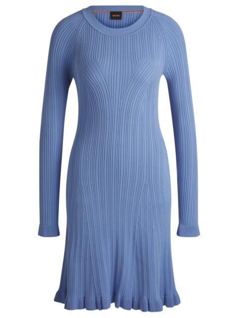 BOSS LONG-SLEEVED KNITTED DRESS WITH RIBBED STRUCTURE