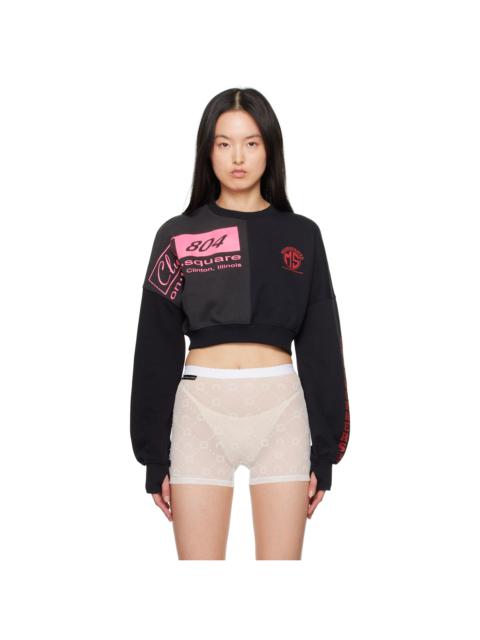 Marine Serre Black Regenerated Graphic Sweatshirts Cropped Sweatshirt