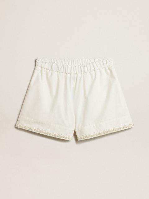 Cotton shorts with beading