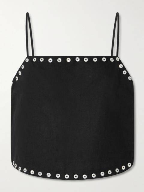 STAUD Kirra Button-detailed Linen-blend Tank