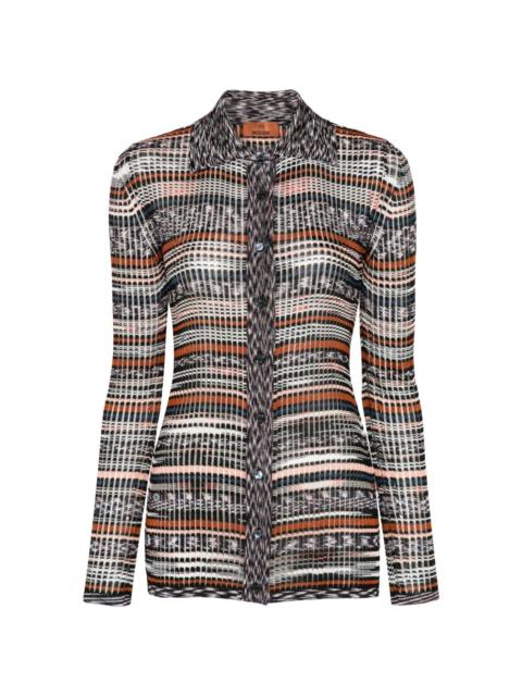 intarsia-knit striped shirt