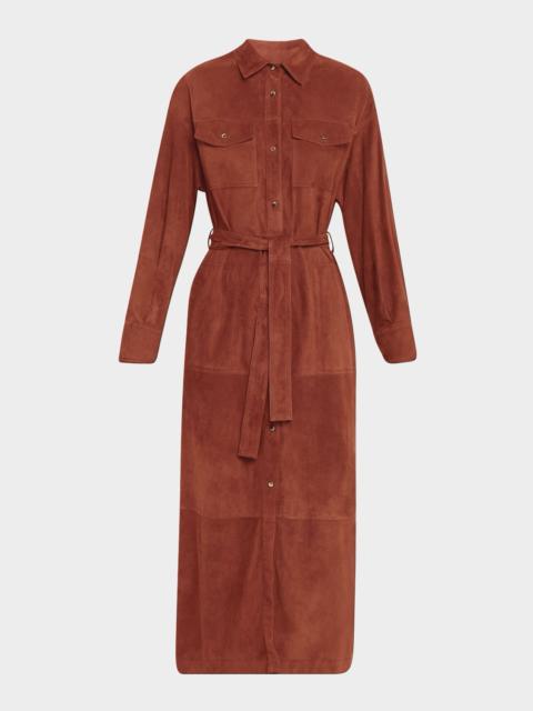 Brunello Cucinelli Suede Belted Midi Shirtdress