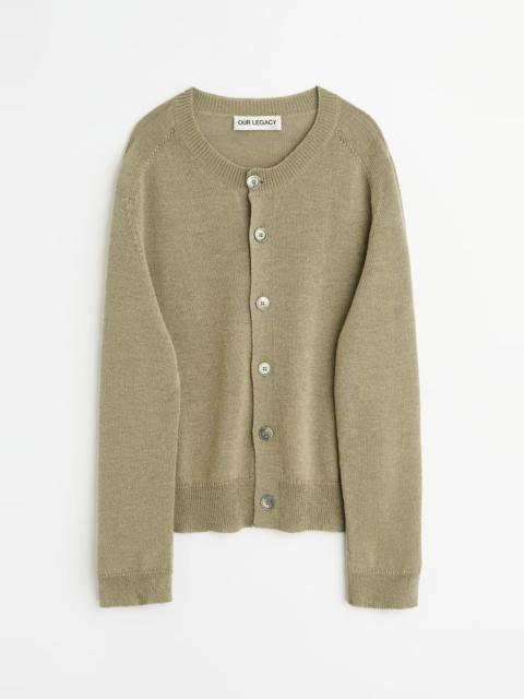 Our Legacy True Cardigan Silver Sage Coarse Linen Wool