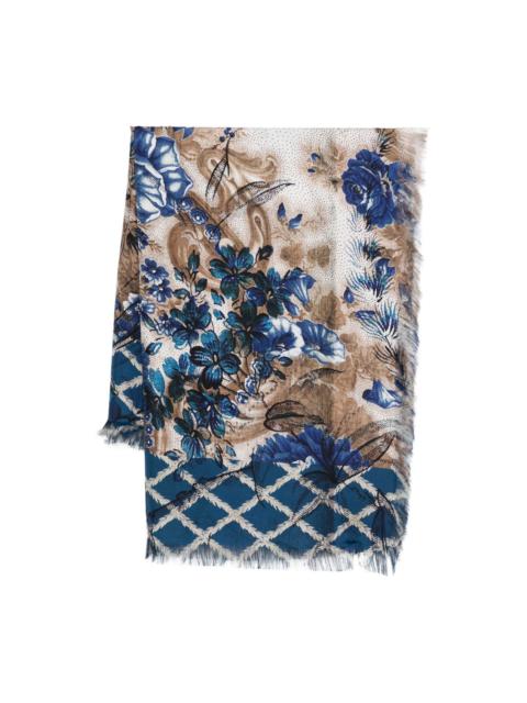 Pierre-Louis Mascia Aloeuw floral-print fringed-edge silk scarf