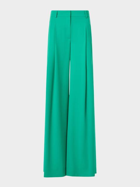 AKRIS Cassie Wool Gabardine Flared Pants