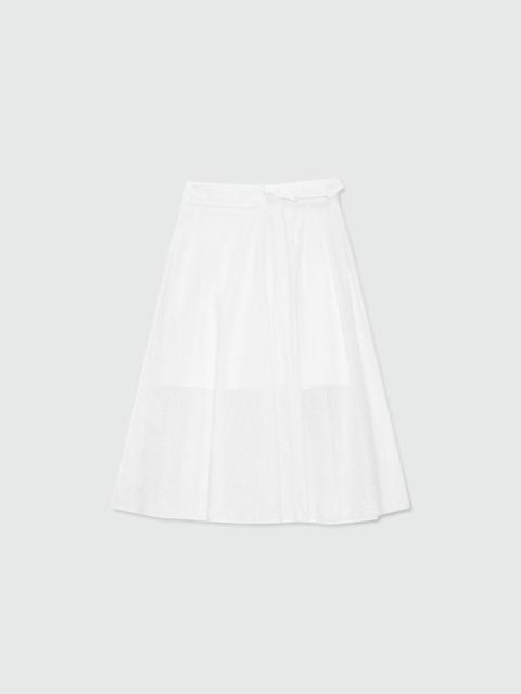 MSGM Off-white midi poplin skirt with Sangallo embroidery