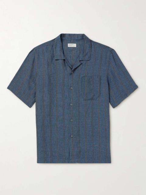 Road Camp-Collar Embroidered Linen Shirt