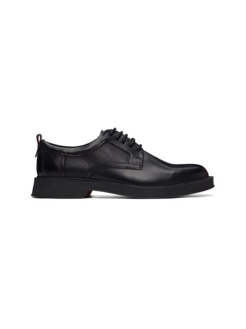 HUGO Black Perforated Monograms Leather Derbys