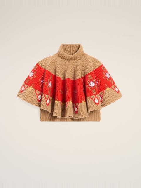 AMI Paris BROWN WOOL RUFFLE TOP