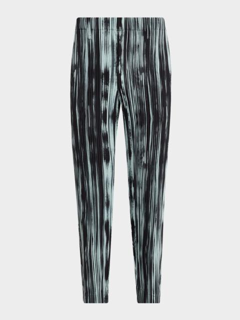ISSEY MIYAKE Men's Brushstroke Stripe Pleated Trousers